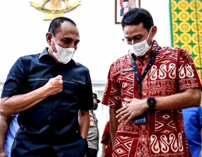 Gaspol...Gaspol! Garap Danau Toba, Menteri Sandi Temui Gubernur Sumut Edy Rahmadi