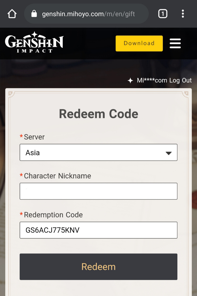 Cara Klaim Kode Redeem Genshin Impact 30 Maret 2021