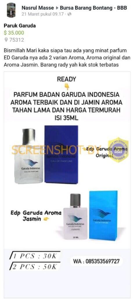 Garuda Indonesia Kini Jualan Parfum