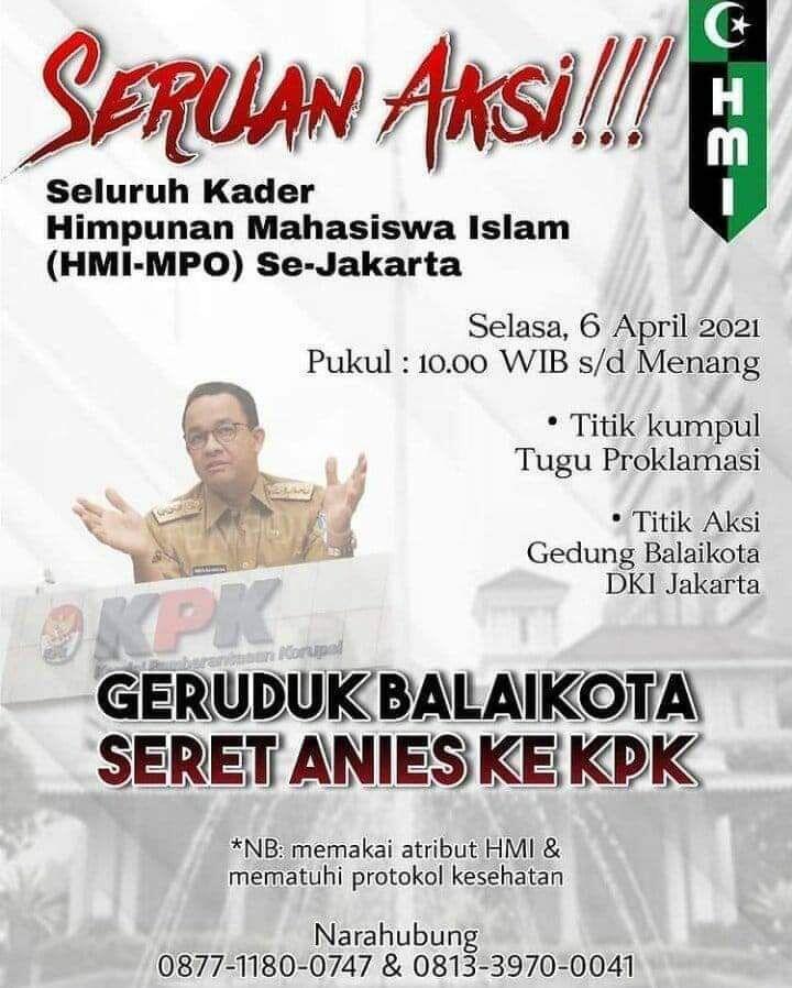 Bantah Seruan Geruduk Balai Kota DKI, HMI MPO: Anies Kader Terbaik