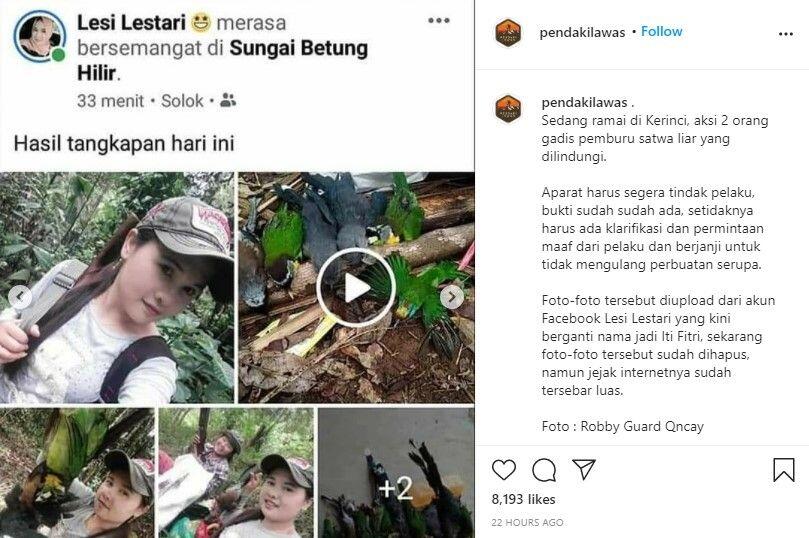 Viral, Cewek Pemburu Pamer Hasil Buruan Burung Dilindungi di Kerinci