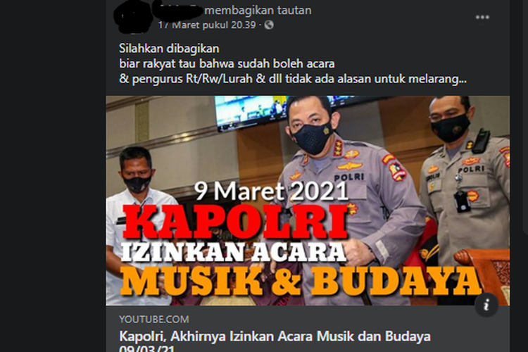 Hoaks Kapolri Ijinkan Acara Musik Dan Budaya Mulai Maret 2021, Cek Faktanya