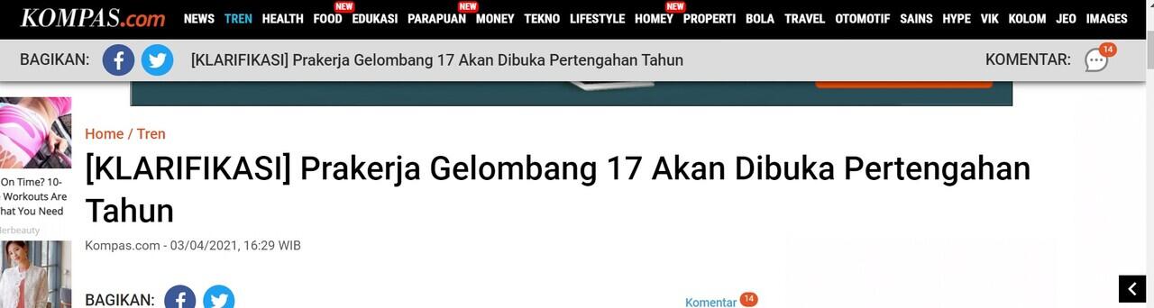 Katanya Kartu Prakerja Gelombang 17 Akan Dibuka Pertangahan Tahun 2021? Hoax Gan!