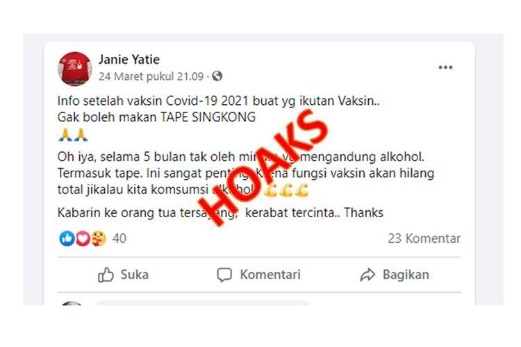 Benarkah Makan Tape Bisa Hilangkan Fungsi Vaksin Covid? Cek Faktanya Disini Gan.