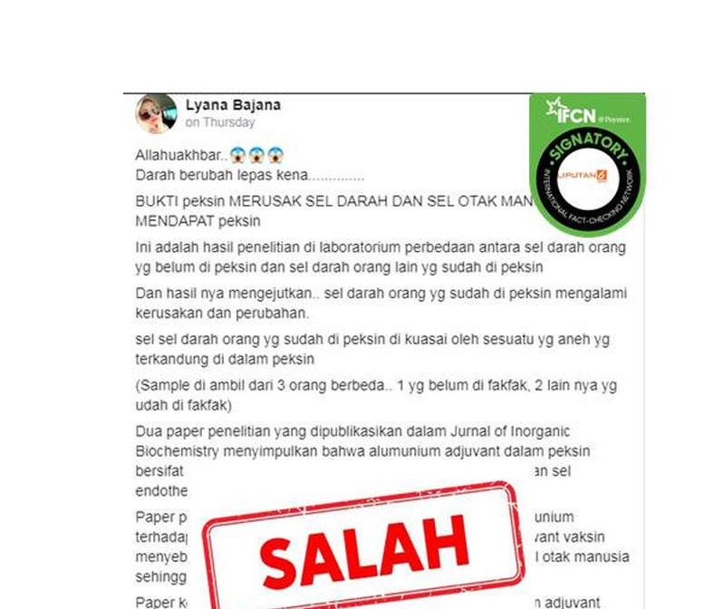 Vaksin Bisa Merusak Sel Darah dan Sel Otak &#91;HOAX&#93;