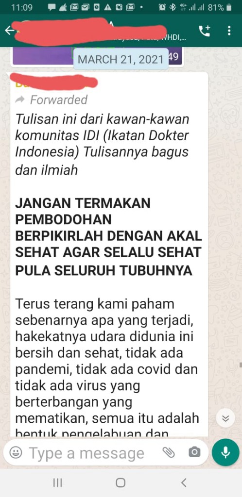 Awas Pesan Berantai Terkait Isu Corona, Cek Fakta Ternyata Hoax