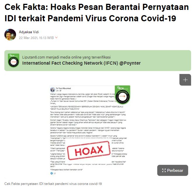 Awas Pesan Berantai Terkait Isu Corona, Cek Fakta Ternyata Hoax
