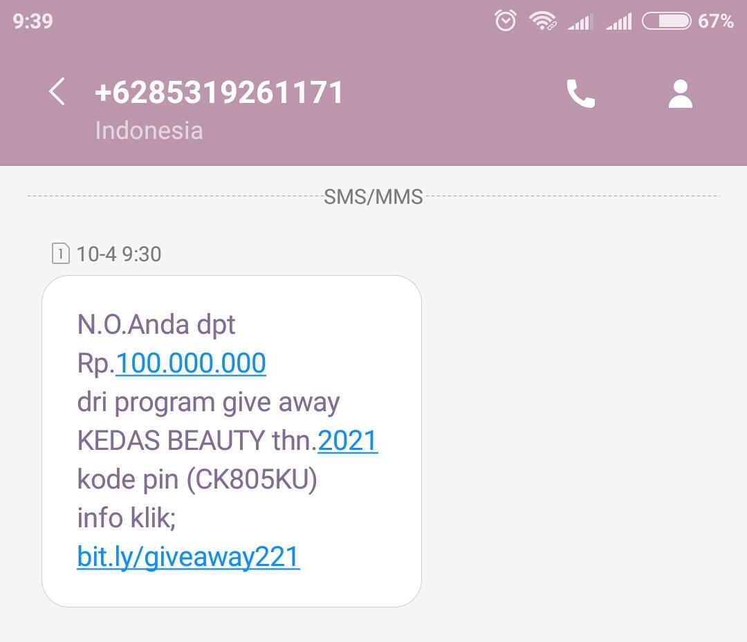 SMS Mendapatkan Hadiah Ratusan Juta Yang Bertebaran Adalah HOAX, Ini Pengalaman Ane