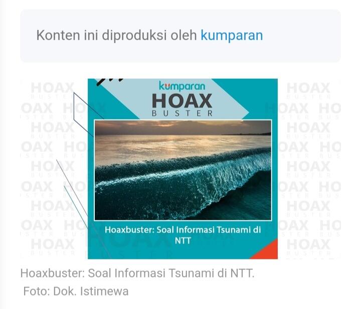Hoax Tsunami Di NTT, Kabar Yang Meresahkan