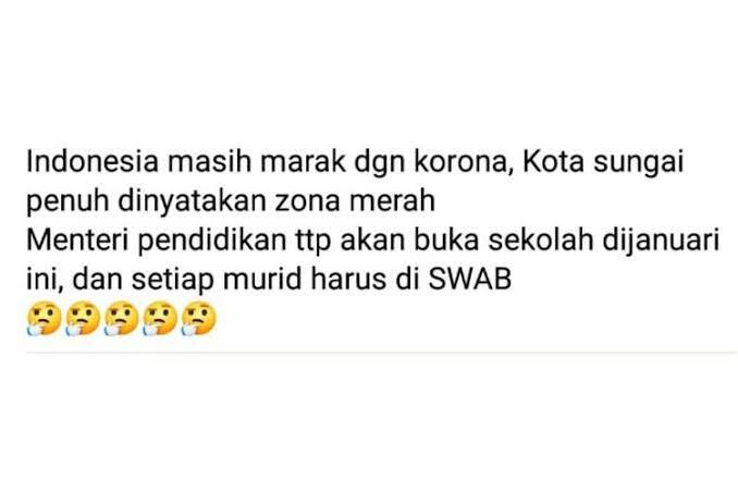 Uji Coba Sekolah Tatap Muka, Semua Siswa Wajib Swab Test ?