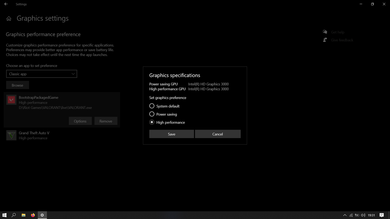 Graphic Performace Preference