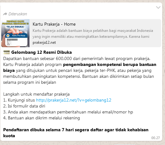  &#91;HOAX&#93; LINK mendaftar kartu prakerja 