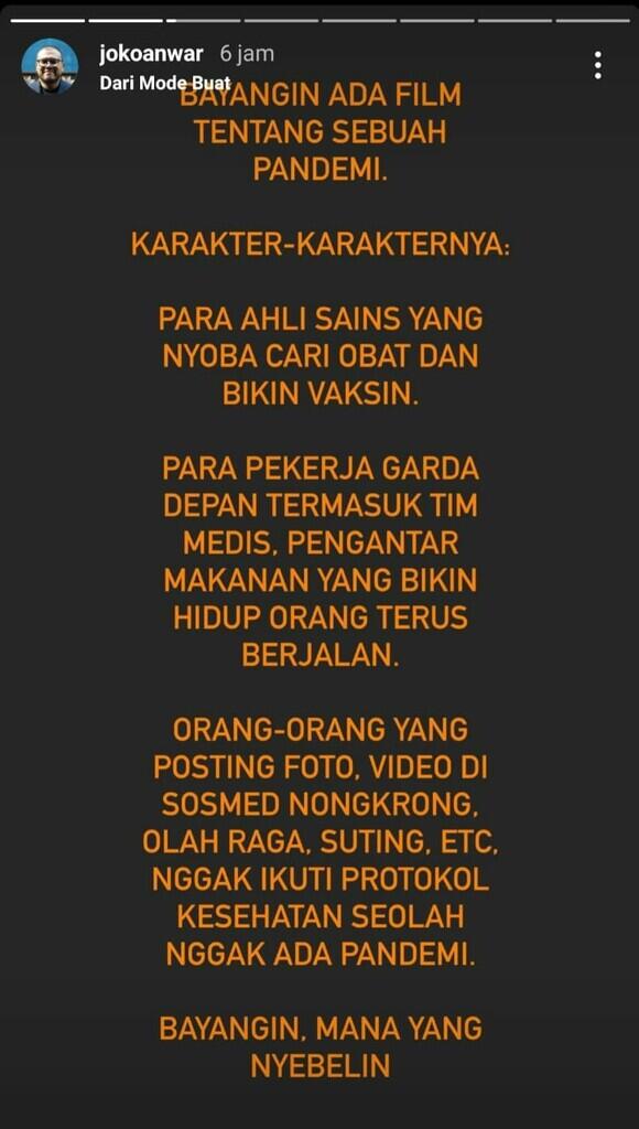 Joko Anwar Ikut Kritisi Pendukung Persija Jakarta yang Gelar Selebrasi