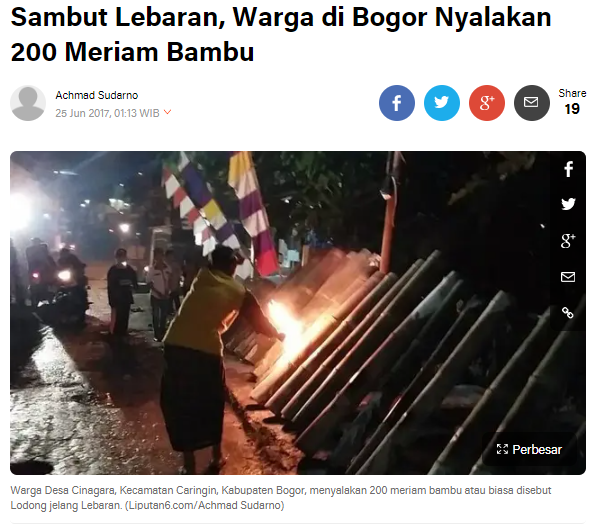 Mengenal Perang Meriam Bambu, Tradisi Turun Temurun Warga Kampung ane. Masuk Media!