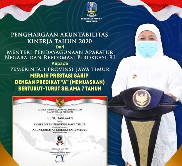 Pemprov Jatim Raih SAKIP Predikat A Tujuh Tahun Berturut-Turut, Ini Kata Khofifah
