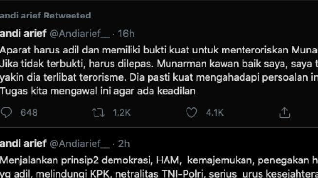 Membela Munarman, Andi Arief: Dia Teman Saya, Tak Yakin Munarman Teroris
