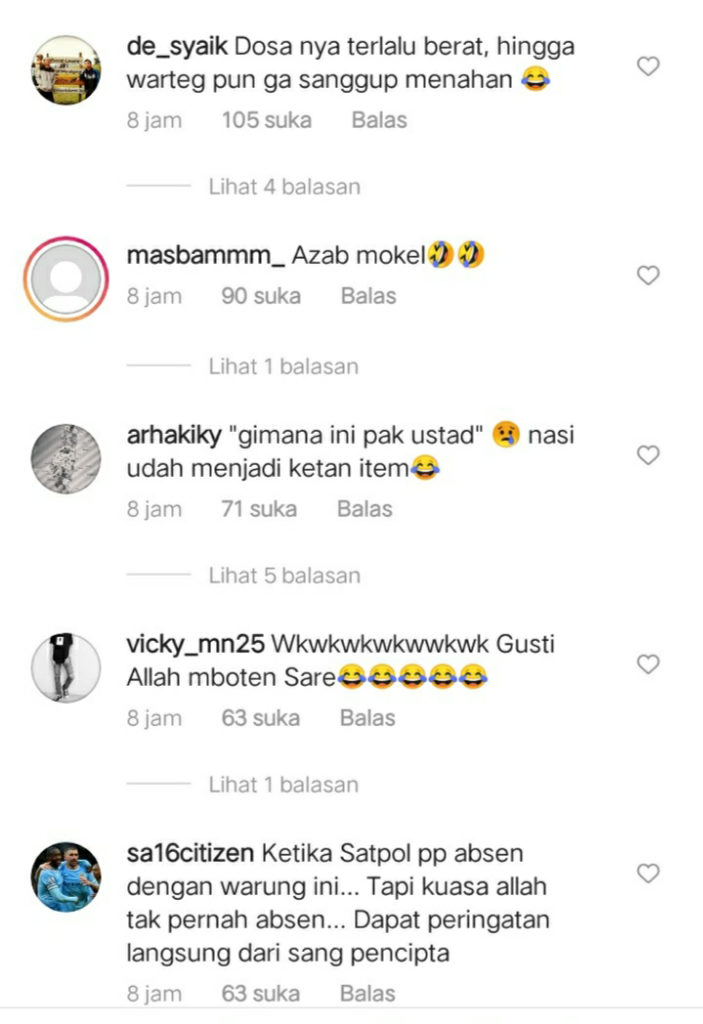 Warteg Ambruk, Pengunjung Masuk Got! Netizen: Allah Tawari Surga Kau Pilih Warteg