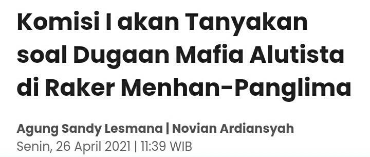 Komisi I DPR Dorong Ungkap Mafia Bisnis Alutsista 'Mister M'
