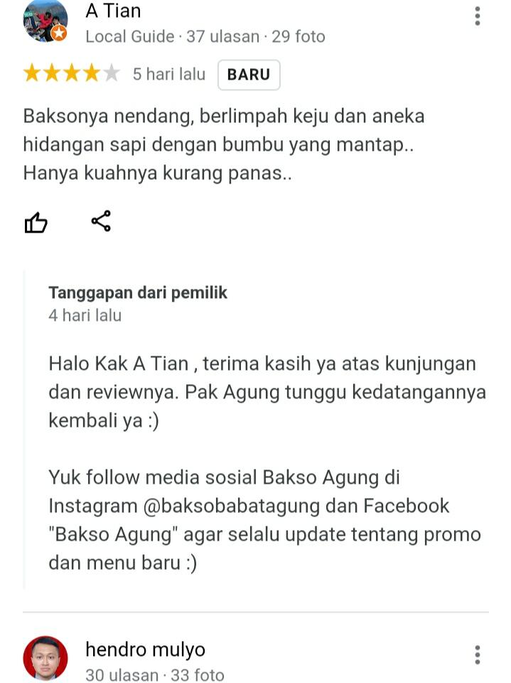 Bakso Agung Semarang, Memanjakan Lidah Bagi Penggemar Bakso Baik Muda Maupun Tua!