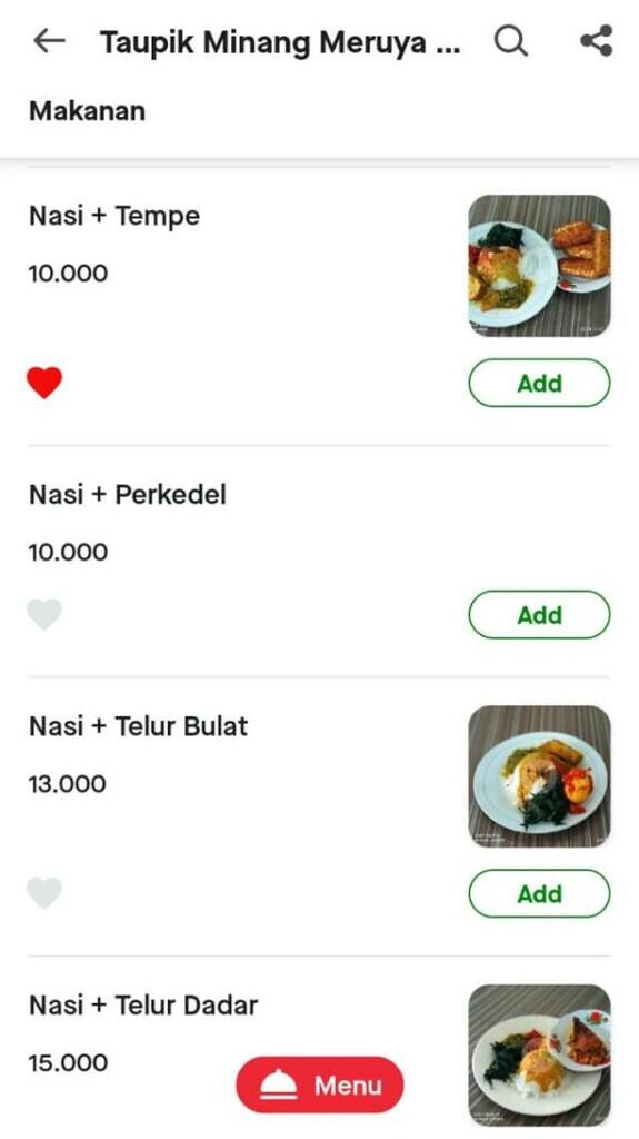 Pesan Nasi Padang di App Ojol Modal Ceban Ada? Ada Kok! Di Taupik Minang Meruya