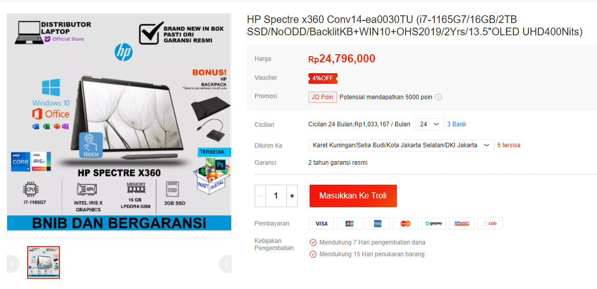 Rekomendasi Laptop GG 2021, HP Spectre x360 14, Spek Mumpuni Tak Tertandingi