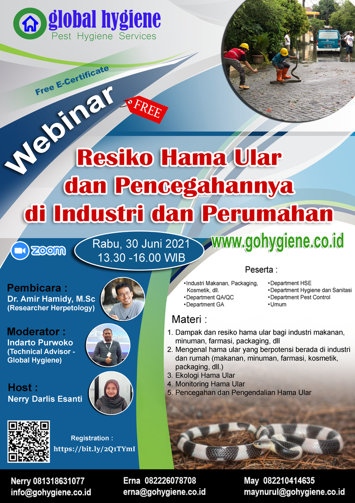 FREE WEBINAR "Resiko Hama Ular dan Pencegahannya di Industri dan Perumahan"