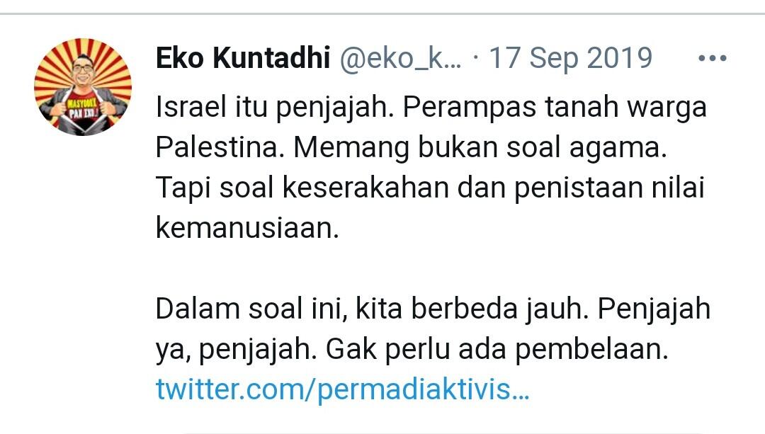 Eko Kuntadhi Samakan Israel dan Sunda Empire: Sama2 Percaya soal Tanah yg Dijanjikan