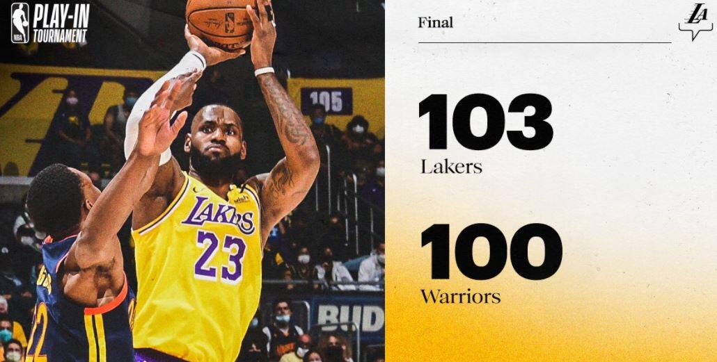 NBA Play in Tournament : Warriors Digasak LA Lakers 100-103