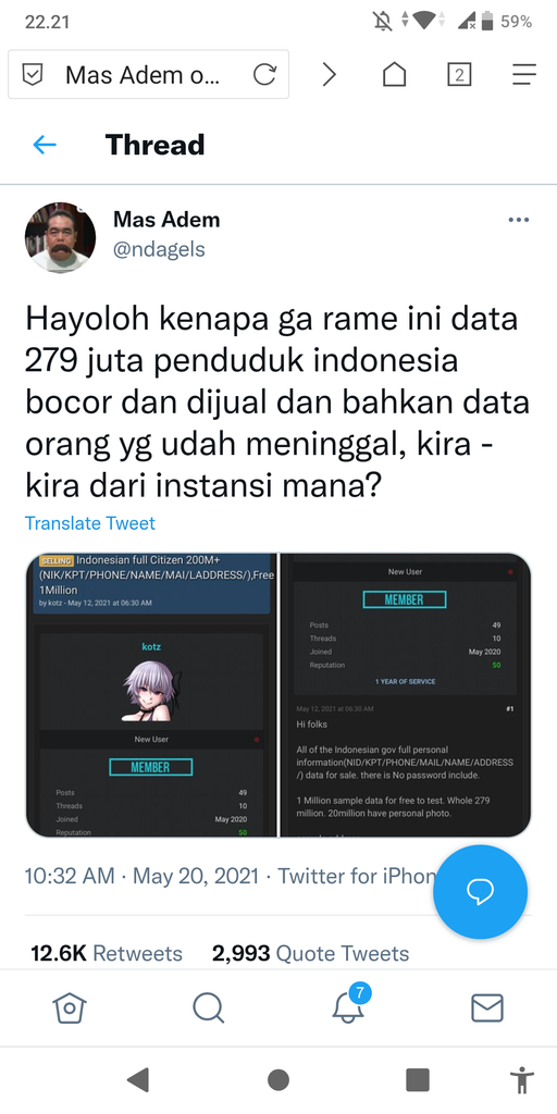 Data penduduk indonesia kembali bocor, dan kali ini dari bpjs.