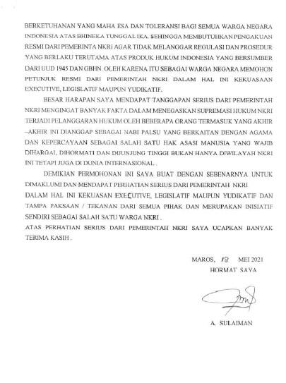 Gempar, Pria di Maros Minta Izin Presiden Jokowi Buat Aliran Kepercayaan Baru Tilaco