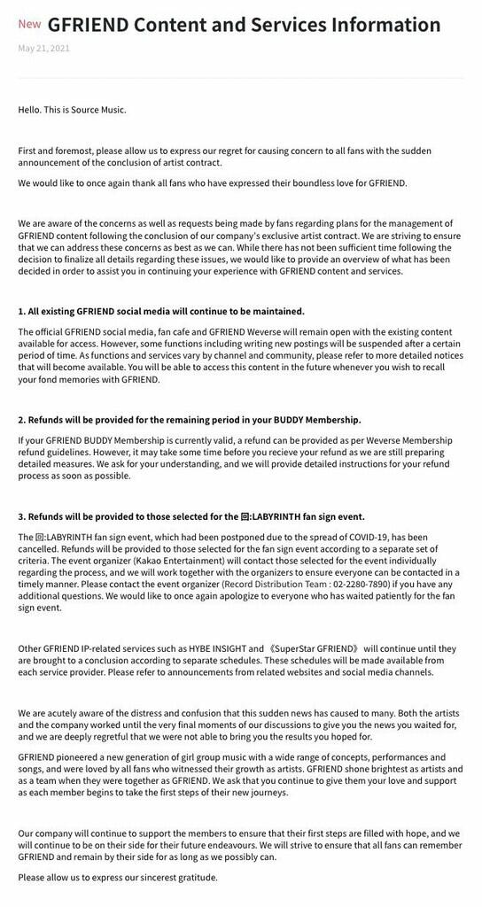 Source Music Rilis Permintaan Maaf Terkait GFRIEND