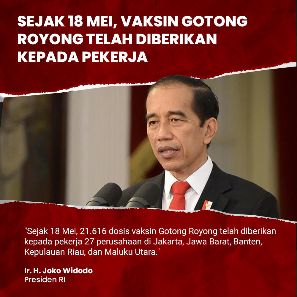 Jokowi: 21.616 Dosis Vaksin Gotong Royong Sudah Diberikan ke Pekerja