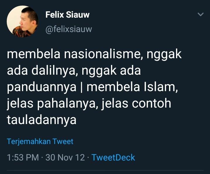 Ustadz Felix Siauw: Ga Usah Bela Indonesia, Nasionalisme Tidak Ada Dalilnya