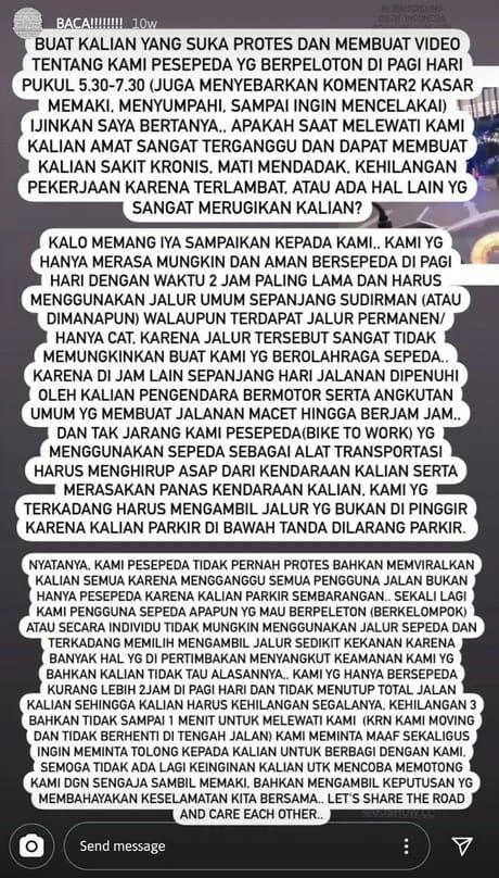 Usai Pemotor Acungkan Jari Tengah, Netizen Beberkan 'Dosa' Pesepeda Jakarta