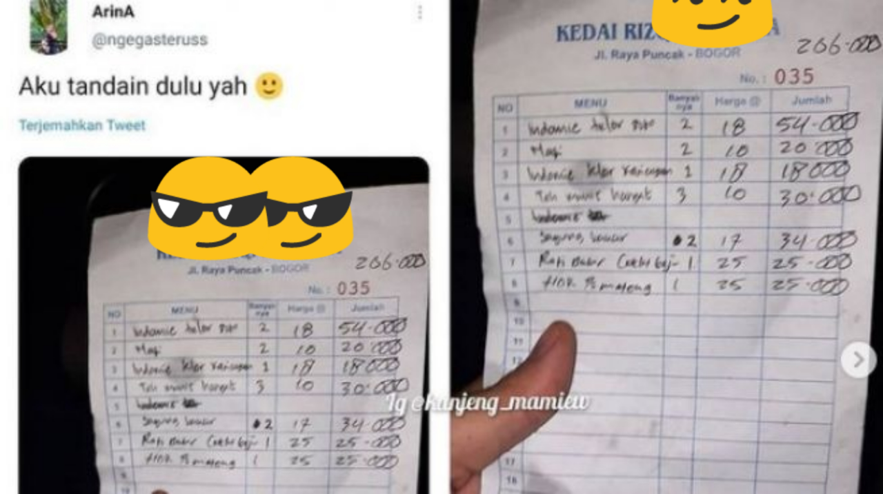 Viral Total Harga Pesanan di Sebuah Kedai Daerah Puncak Bogor Bikin Melongo