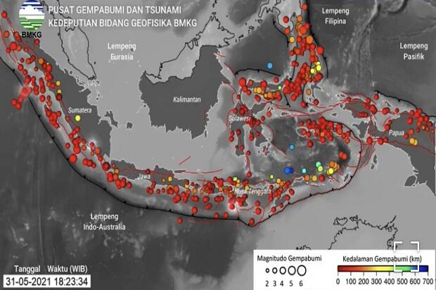 BMKG Mencatat Terjadi 962 Gempa Bumi di Indonesia Selama Mei 2021