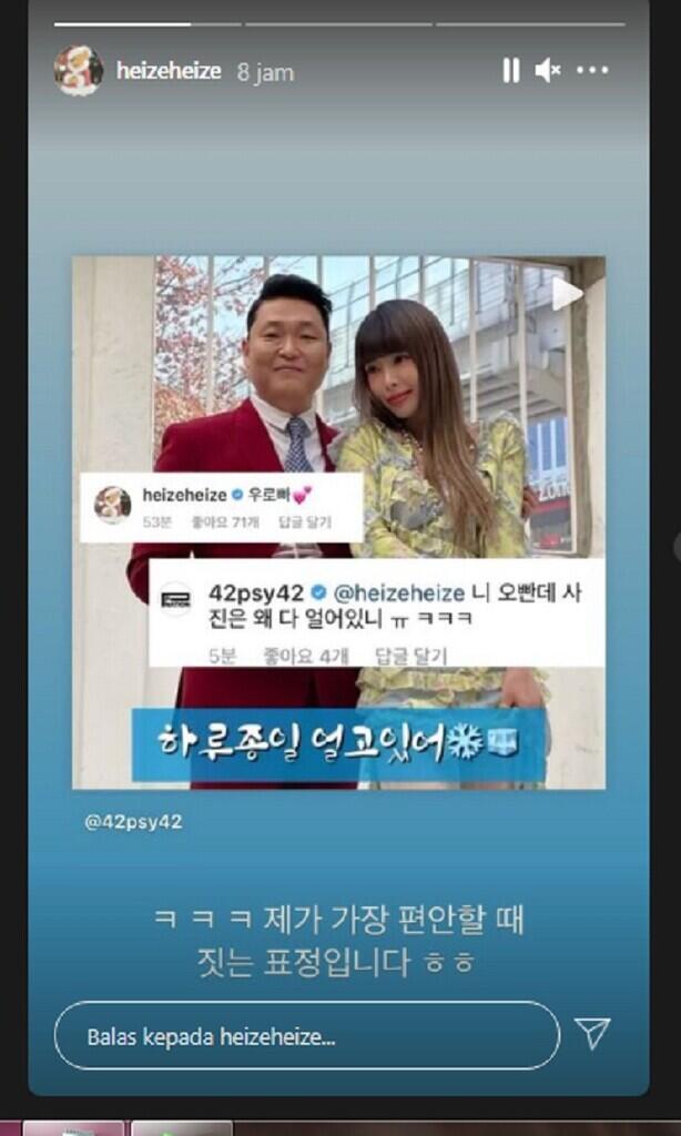 Dikira Tak Nyaman Foto Bareng PSY, Ini Jawaban Jenaka Heize