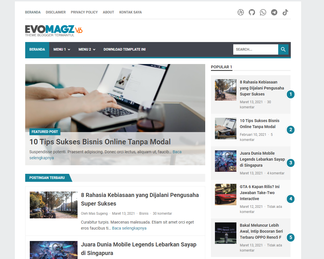 Download Template EvoMagz 6.1.0 Clone Terbaru 2021