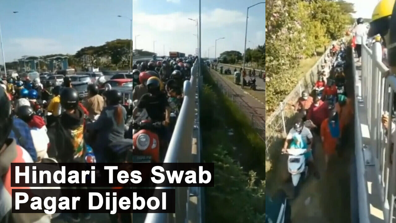 Surabaya Waspada. Warga Madura ke Surabaya Hindari Tes Swab, Pagar Suramadu Dijebol.