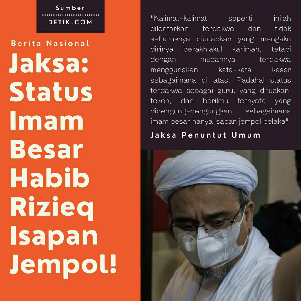 Jaksa Sebut Rizieq Shihab Kerap Berkata Kasar yang Tak Cerminkan Manusia Berakhlak