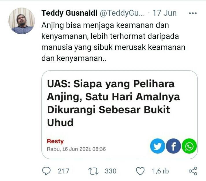 Ustad Somad Disemprot: Anjing Lebih Terhormat!