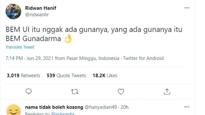 Keras! Ridwan Hanif: BEM UI Itu Nggak Ada Gunanya, Yang Ada Gunanya Itu BEM Gunadarma