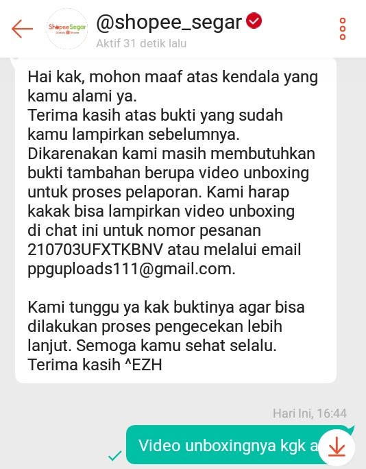 Order Shopee Segar Kurang, Laporan Tidak Diproses Karena Perlu Video Unboxing 