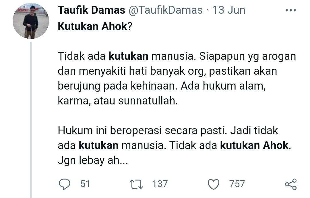 Kutukan Ahok. Nyata Atau Hanya Karma Semata?