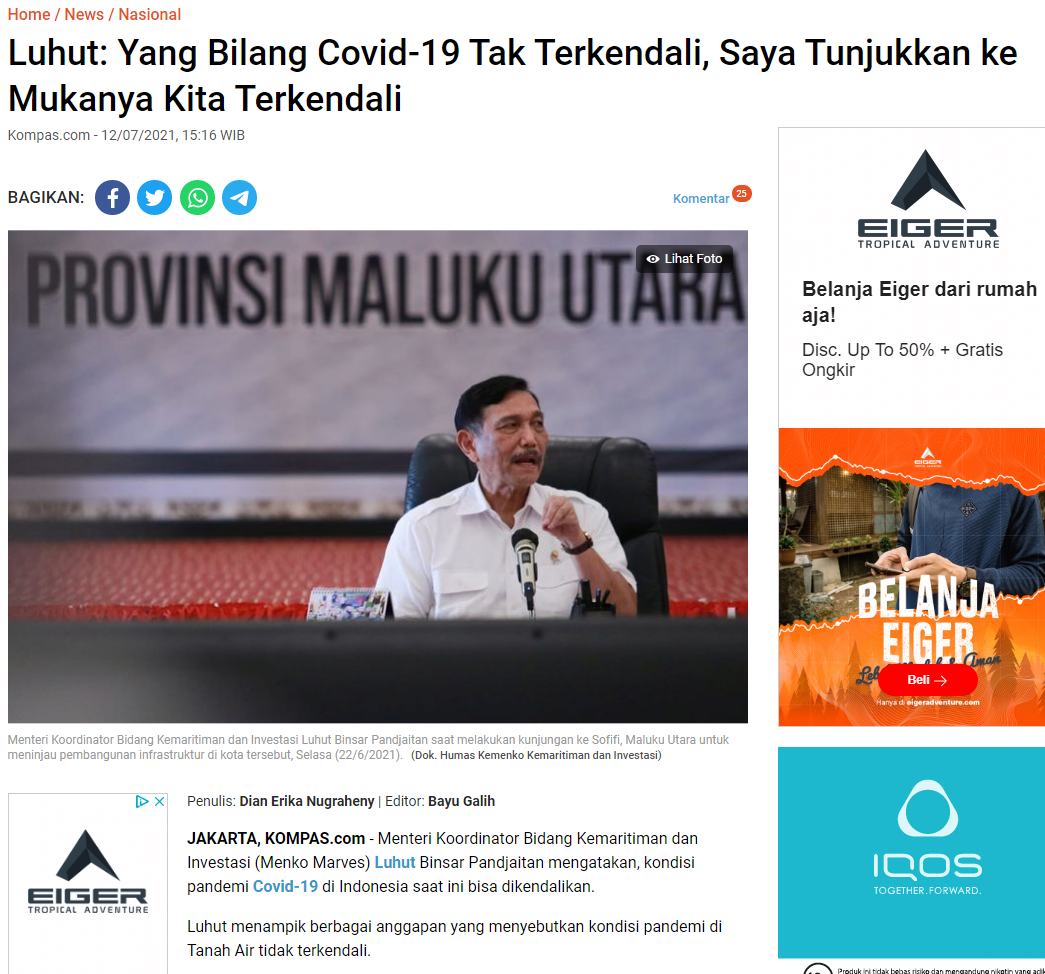 Luhut Sebut Covid-19 Delta Tak Dapat Dikendalikan,Susi Pudjiastuti:Katanya Terkendali