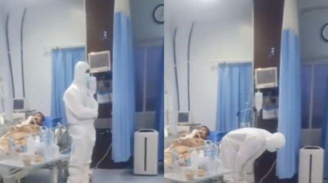 Viral Momen Nakes Jadi Imam Salat Pasien Covid-19 yang Terbaring di Ranjang