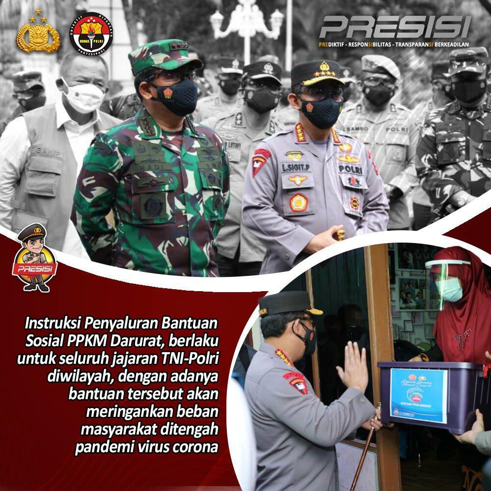 Anggota TNI-Polri salurkan bantuan bagi warga terdampak PPKM Darurat