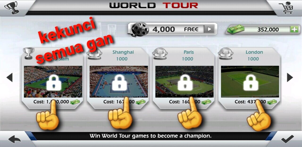 Bertanding Semua Turnamen di Game Tennis 3D