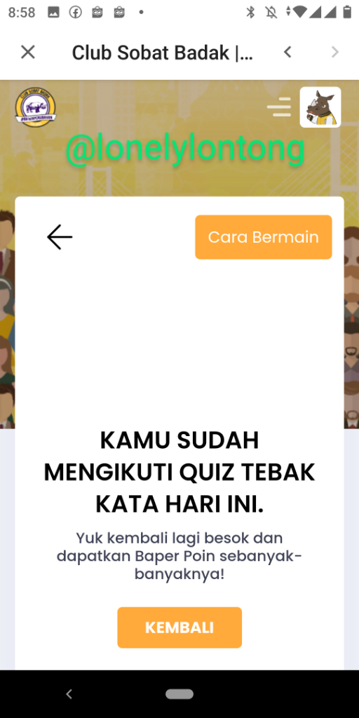 Quiz Tebak Kata, Kuis Gokil Di Club Sobat Badak