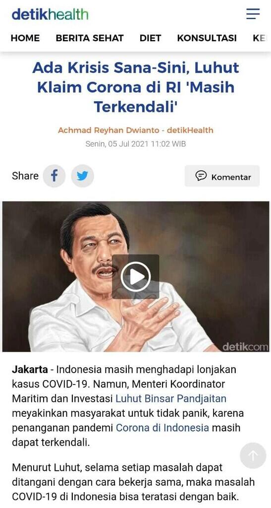 Satgas Klaim COVID-19 Harian RI Turun Imbas PPKM Darurat
